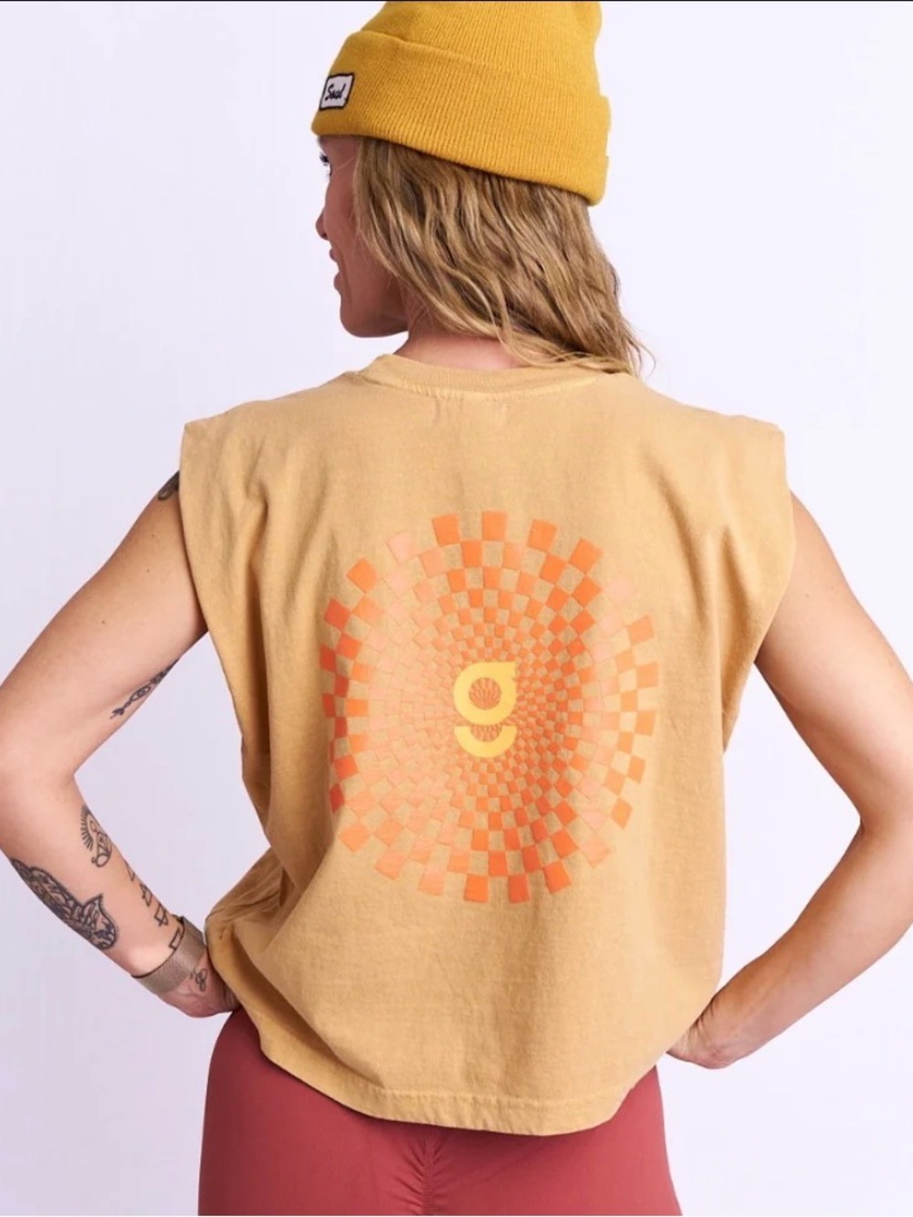 Women’s Brown Tank Top with Orange Sunburst Logo